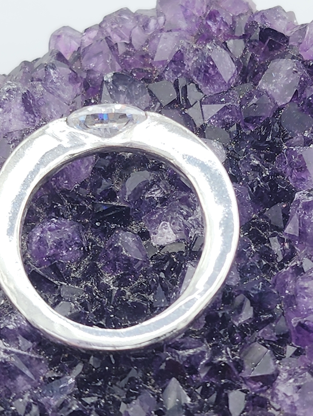 CUBIC ZIRCONIA PRESSURE RING HANDMADE STERLING SILVER SIZE7 - Picture 5 of 15